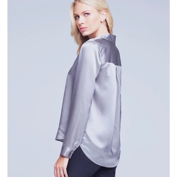 L'AGENCE GRAY STORMY TYLER LONG SLEEVE BLOUSE Size Small - Picture 2 of 11